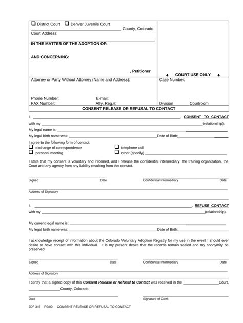 Consent Release or Refusal Colorado Form Fill Out and Sign Printable