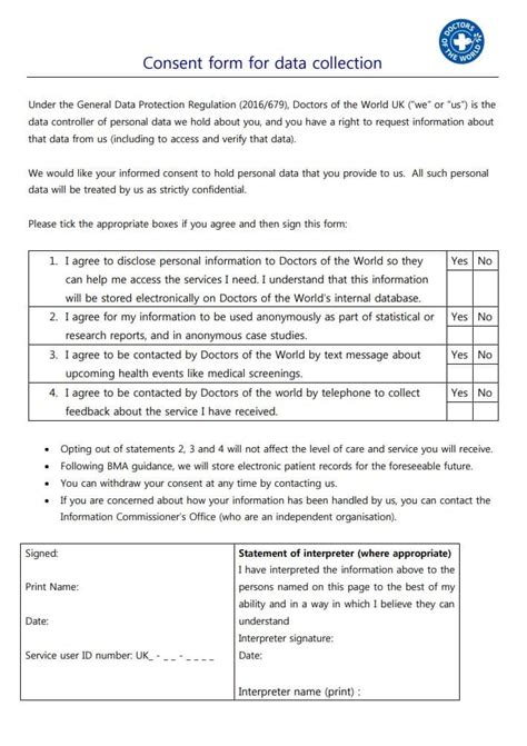 Consent forms for data collection Doctors of the World