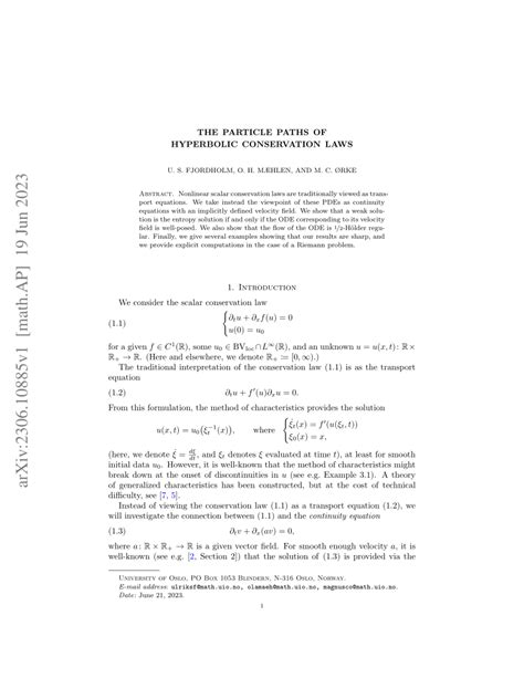 Conservation law hyperbolic pde.  Mar 4, 2026 · This paper aims at developing exactly e...