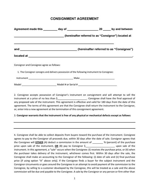 Consignment Agreement In Store Format Templates at