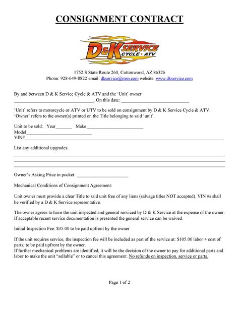 Consignment Contract Template