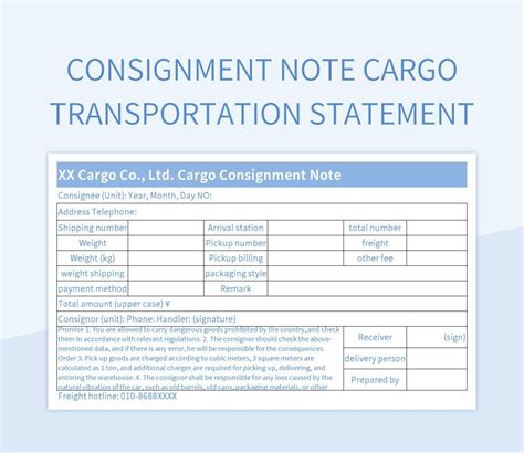 Consignment Note Format In Excel Excel Templates