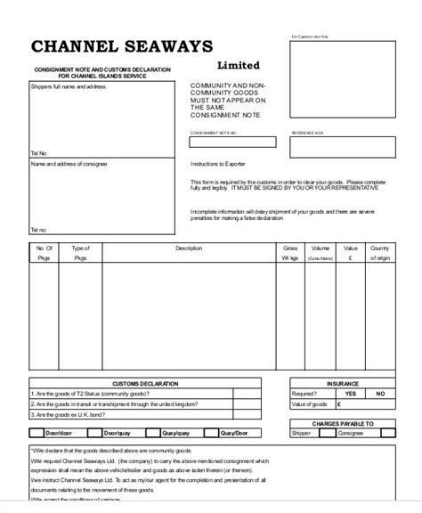 Consignment Note Template Excel Free PRINTABLE TEMPLATES