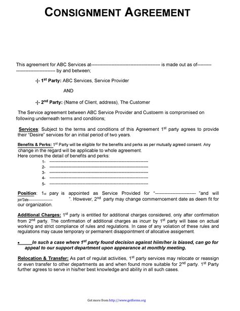 Consignment Shop Agreement Form Universal Network