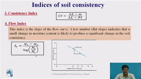 When soil is at plastic limit, the liquidity index is 0. Its also called as water plasticity ratio. 3.CONSISTENCY INDEX:- (Ic,CI) - Soil indicate hearness of water control of soil to its plastic limit. - Ic is zero at liquid limit. - Ic is 100% When soil is relatively strong, as it is in semi solid stage. - It is also known as relative consistency.. 