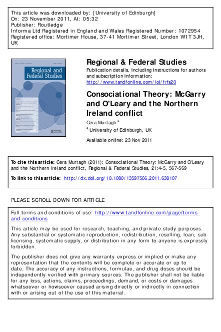 Consociational Theory, Northern Ireland