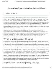 Conspiracy theory.  Such explanations reject the accepted narrative surroundi...