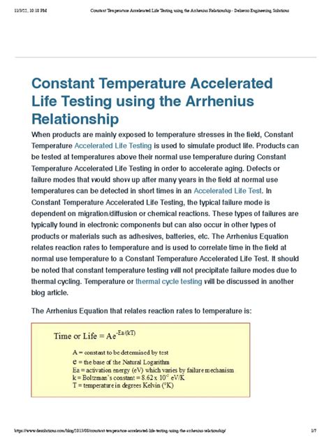 Constant Temperature Accelerated Life Testing using the Arrhenius …