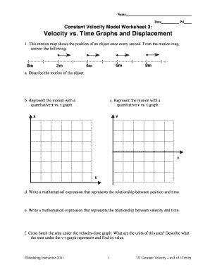 Constant Velocity Particle Model Worksheet 2: Motion M