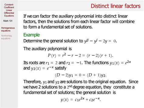 ConstantCoefficient Linear Differential Equations PPT