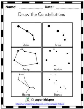 Constellation Worksheet For Kindergarten Constellations Teaching