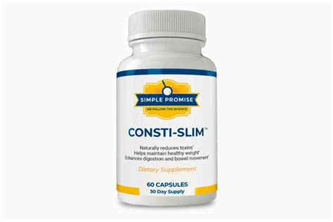 Consti slim. Unlike over-the-counter laxatives that have risks and side effects, Simple Promise Consti-Slim is safe to take because of its meticulously sourced ingredients. The formula of Consti-Slim contains 12 ingredients that are all proven to enhance digestive health. You can get this product at $49.00 per bottle. Each bottle contains 60 capsules. 
