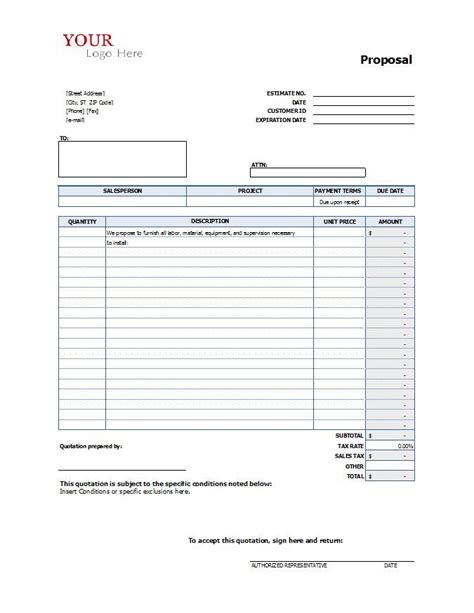Construction Bid Template Free Excel