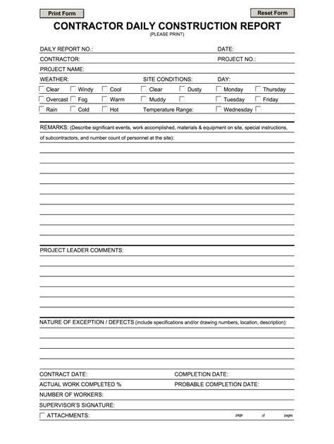 Construction Daily Report Form Fill Out and Sign Printable PDF