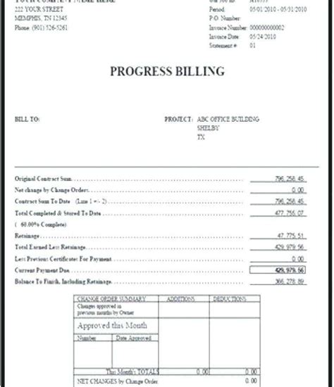 Construction Progress Invoice Template Cards Design Templates