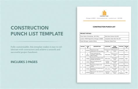 Construction Spec Sheet Template Unique Construction Project Punch List