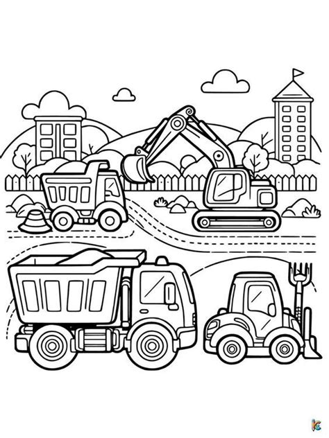 Construction Trucks Coloring Page