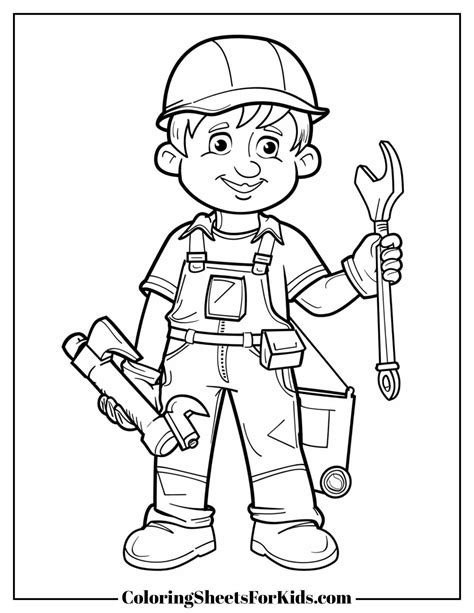 Construction Worker Coloring Shee