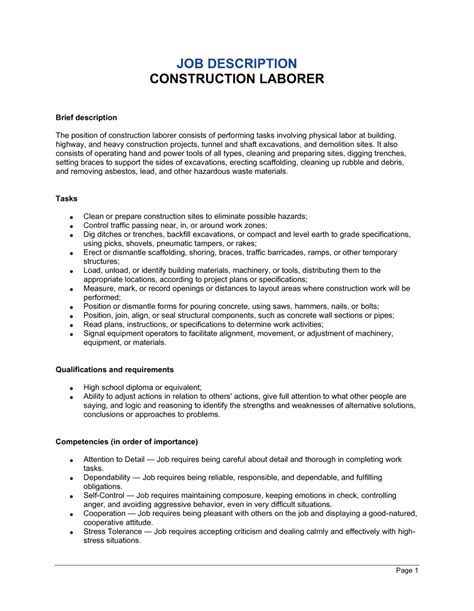 Construction laborer job description pdf.  All General Laborers should posses...