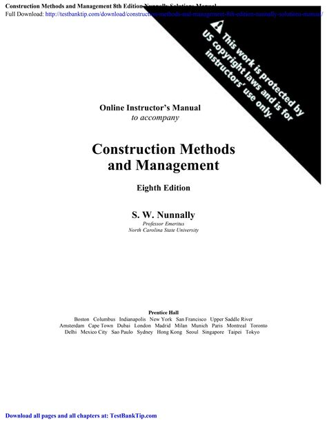 Construction methods and management nunnally solution manual. - Handbook of evolution the evolution of living systems.