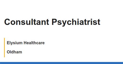 Consultant Psychiatrist job with Elysium Healthcare 2347521