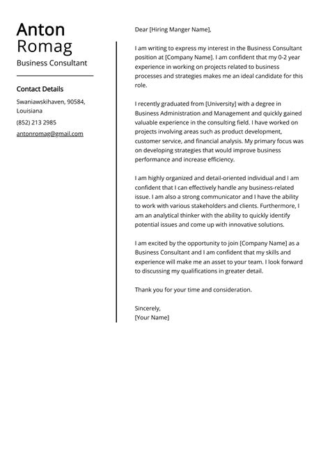 Consulting Cover Letter Example and Writing Tips