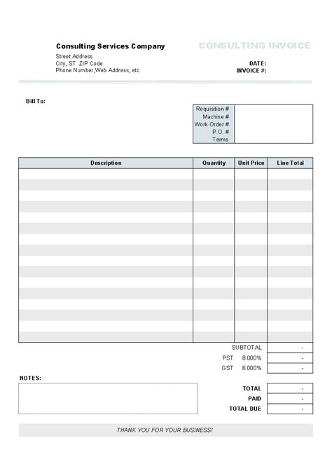 Consulting Invoice Form Invoice Manager for Excel