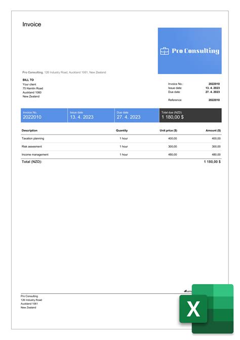 Consulting Invoice Template Free Formats Excel Word