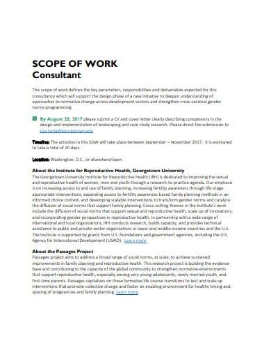 Consulting Scope Of Work Template