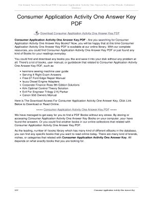 Consumer Application Activity One Answer Key