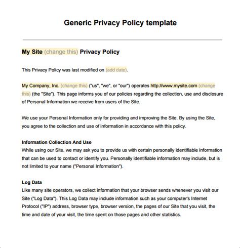 Consumer Privacy Notice Template