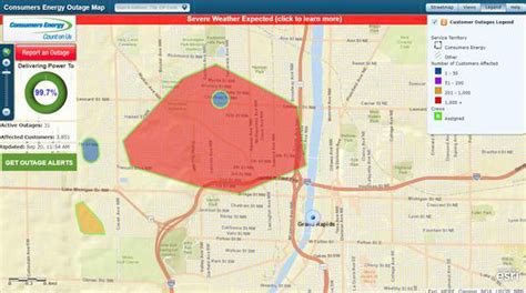 Updated: Jun 14, 2021 / 03:07 PM EDT. GRAND RAPIDS, Mich. (WOOD) — Thousands of Consumers Energy customers in northeast Grand Rapids lost power for a time Monday. The outage, which stretched .... 