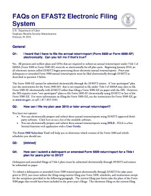 Contact - EFAST2 Filing - DOL