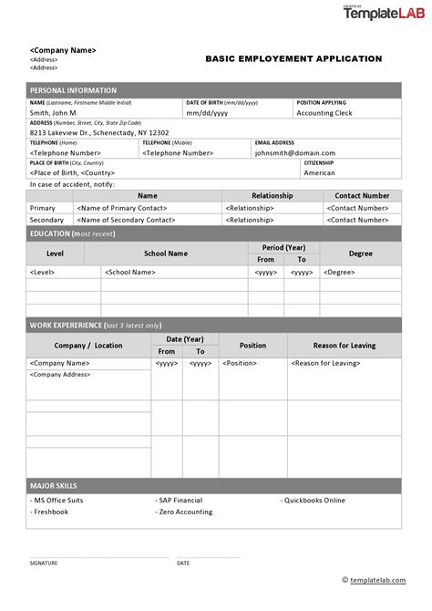 Contact Information form Template in 2020 Job application form