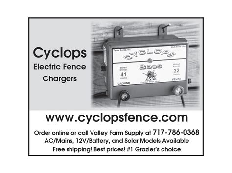 Contact us at Valley Farm Supply - CYCLOPS FENCE CHARGERS