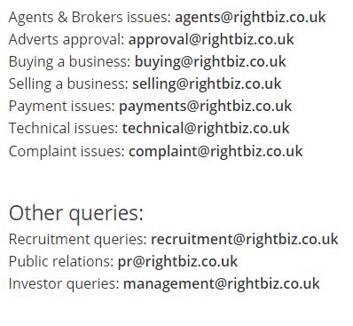 Contacting Rightbiz.