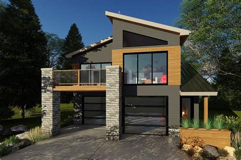 Contemporary, 2-Car, 1 Bedroom Garage Apartment Plan - The …