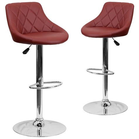 Contemporary Vinyl Bucket Seat Adjustable Height Barstool, …