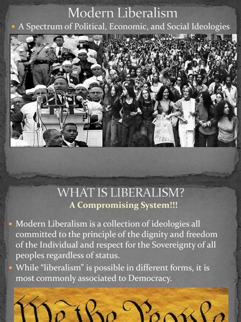 Contemporary liberalism. A political ideology centred upon the individual (see individualism), thought of as possessing rights against the government, including rights of due process under the law, equality of respect, freedom of expression and action, and freedom from religious and ideological constraint. Liberalism is attacked from the left as the ideology of free ... 