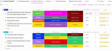 Content Calendar Template by ClickUp™