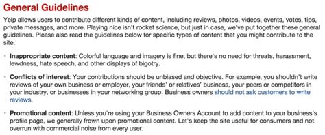 Content Guidelines Yelp.