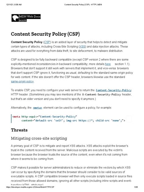 Content Security Policy (CSP) - HTTP MDN