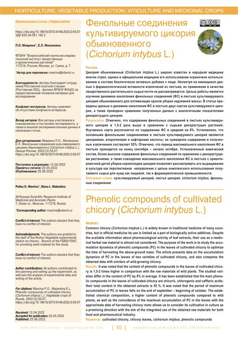 Content of phenolic compounds in plant raw of Cichorium intubus L ...