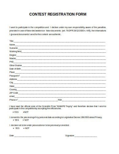 Contest Entry form Template Word Best Of Contest Registration form