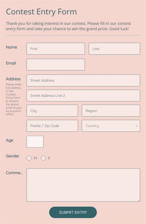 Contest entry form template.  The Contest Entry Form Template is designed t...