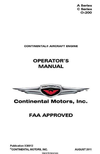 Continental a c series o 200 engines operator s manual. - Manual del horno tappan manuales de usuario.
