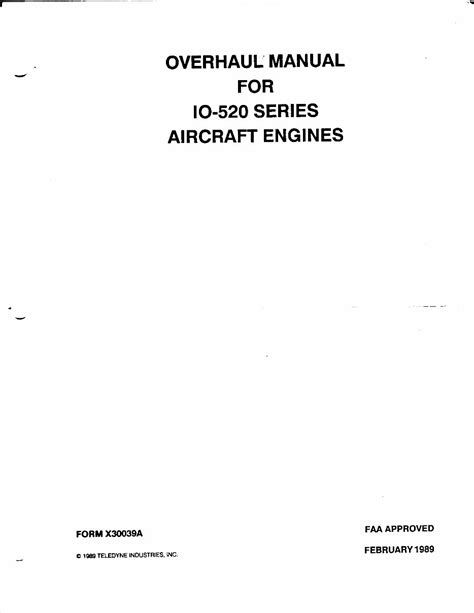 Continental io 520 aircraft engine overhaul manual. - Catalogue d'une précieuse collection de livres.