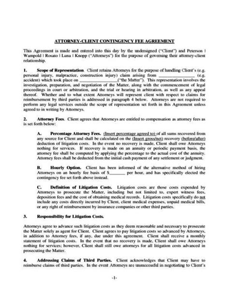 Contingency Agreement Template SampleTemplatess SampleTemplatess