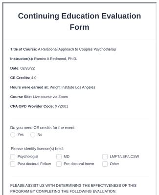Continuing Education Evaluation Form Template