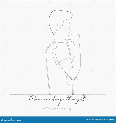 Continuous Line Drawing. Man In Deep Thoughts. Simple Vector